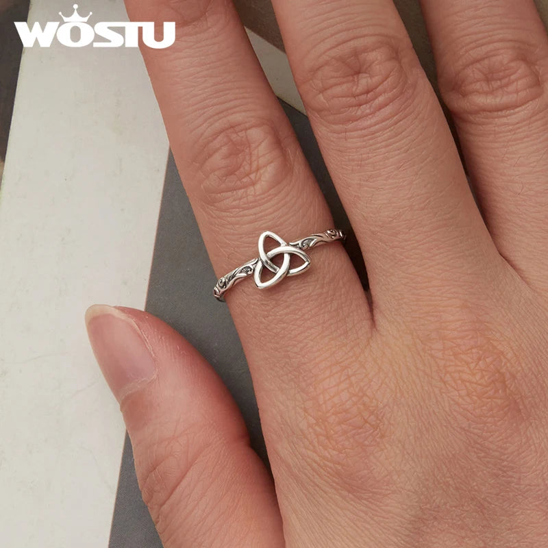 925 Sterling Silver Vintage Celtic Knot Open Ring For Good Luck Witch Knot Adjustable Rings Amulet Jewelry