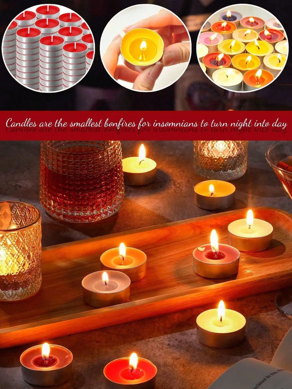 50PCS of Smokeless Tea Candles for Witchcraft, Rituals, Wedding, Birthday, Odorless Floating Wax, Bulk Wholesale