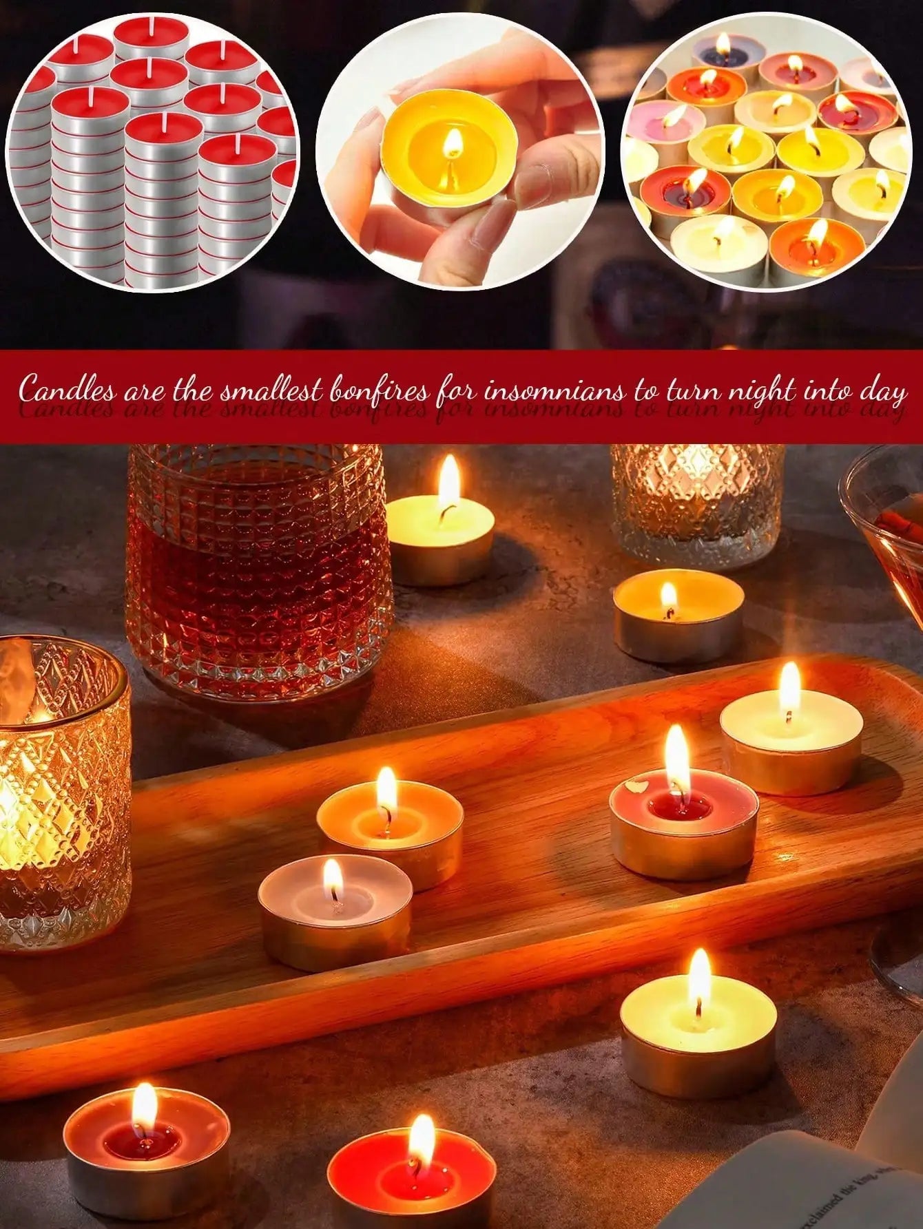 50PCS of Smokeless Tea Candles for Witchcraft, Rituals, Wedding, Birthday, Odorless Floating Wax, Bulk Wholesale
