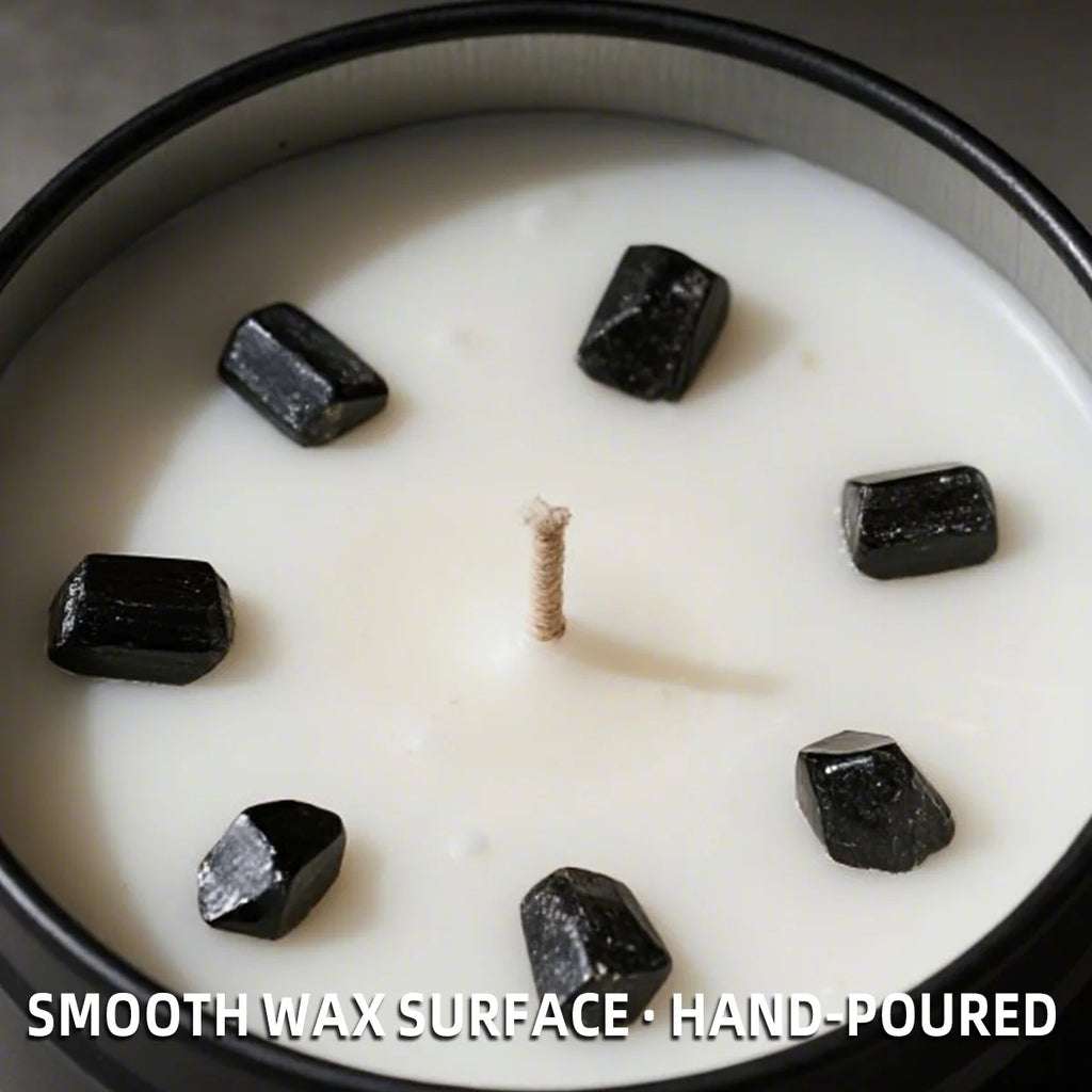 1pc New Moon Scented Candles Crystal Energy Candles 3oz Soy Wax Scented Candle Black Tin with Black Crystal Chips Witchcraft Rituals