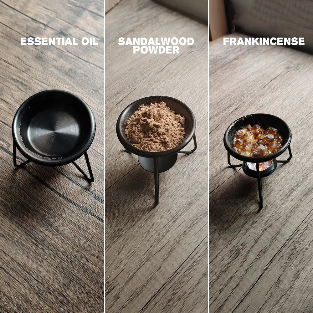 Frankincense Essential Oil Resin Diffuser Set Metal Candle Incense Burner for Witchcraft Rituals Meditation Yoga Home Church Ceremony Citrus Scent
