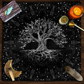 Tree Of Life Tarot Card Tablecloth Moon Phase Plants Table Cloth For Tarot Witch Wicca Altar Cloth Divination Cloth Card Pad