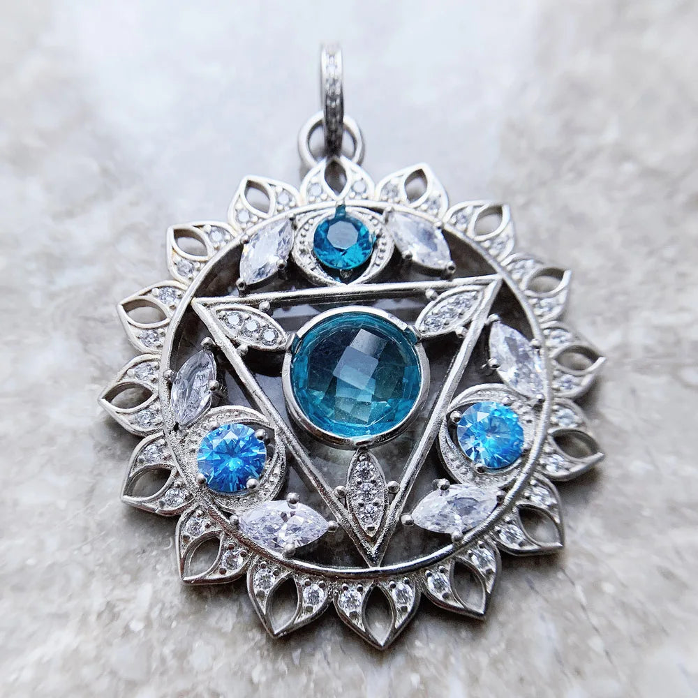 925 Sterling Silver Magical Amulet Mythical Aztec Compass Pendant Jewelry