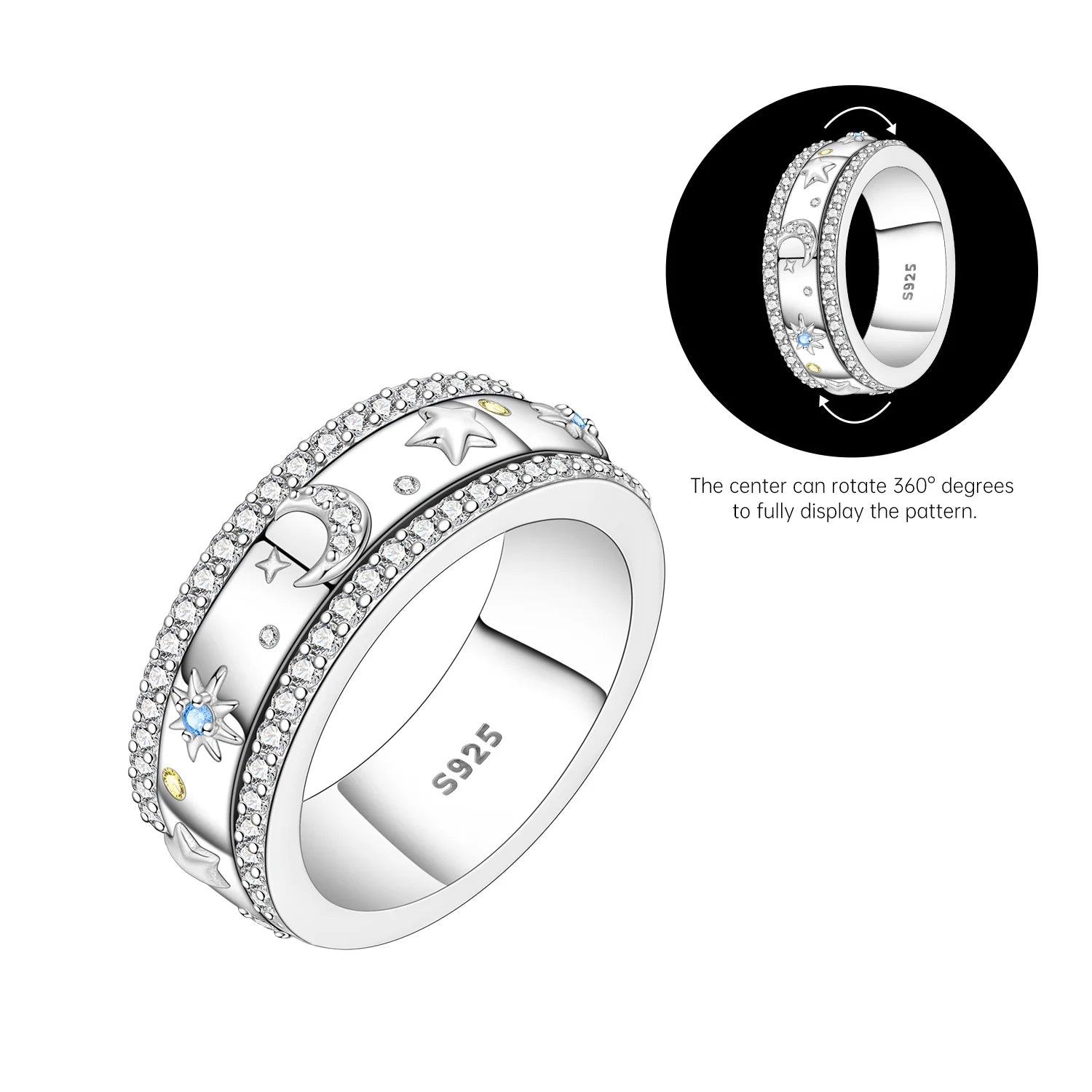 S925 Sterling Silver Vintage Pattern Closed Ring For Women