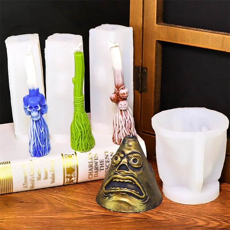 Funny Witch Broom Candle Molds Witchcraft or Halloween