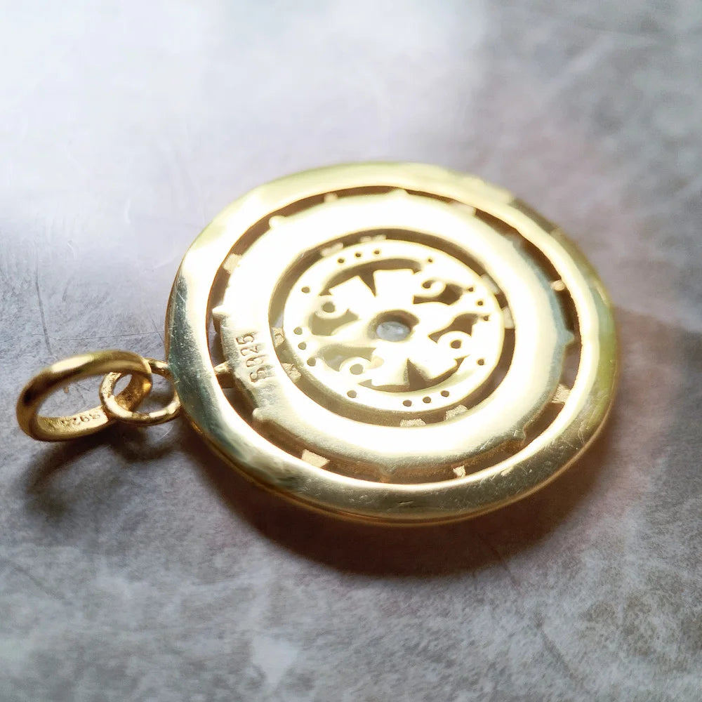925 Sterling Silver Magical Amulet Mythical Aztec Compass Pendant Jewelry
