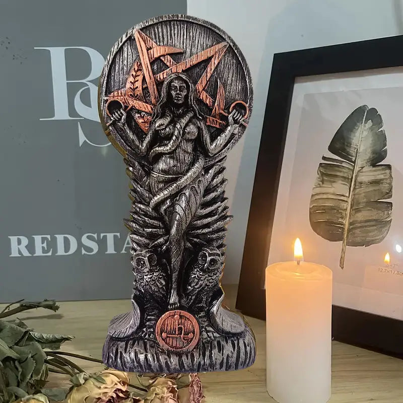 8" Pagan Altar Goddess Of Wisdom Sculpture Sumerian Witchcraft Ritual Female Woman Snake Witch Decor Home Decor Ornaments Goddess Statue