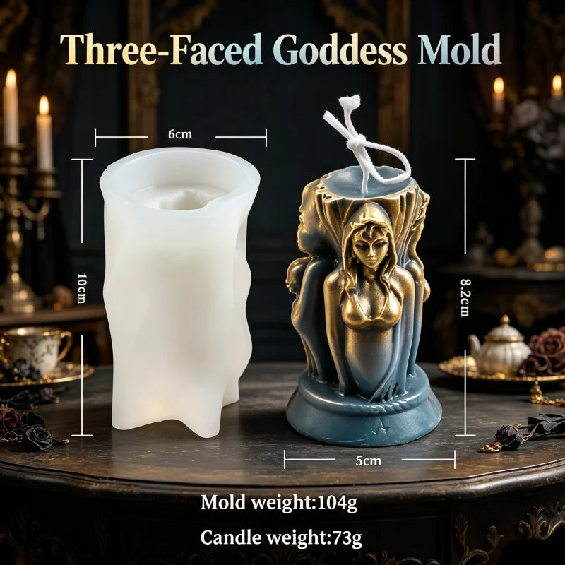 3D Triple Goddess Witch Silicone Candle Mold Maiden Mother Crone Mold for DIY Candle Soap Resin Halloween Witchcraft Ritual Home Decor