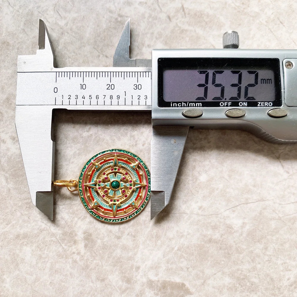 925 Sterling Silver Magical Amulet Mythical Aztec Compass Pendant Jewelry