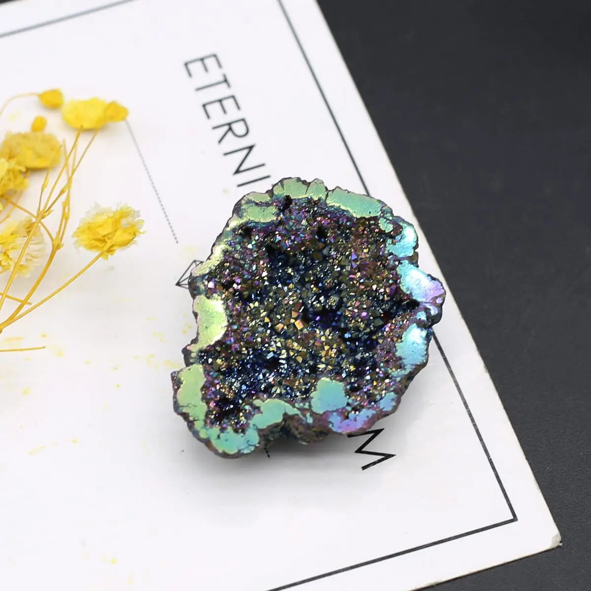 8PCS/Box Titanium Coated Natural Crystal Cluster Electroplated Agate Geode, Energy Balance Reiki Wicca Home Decor