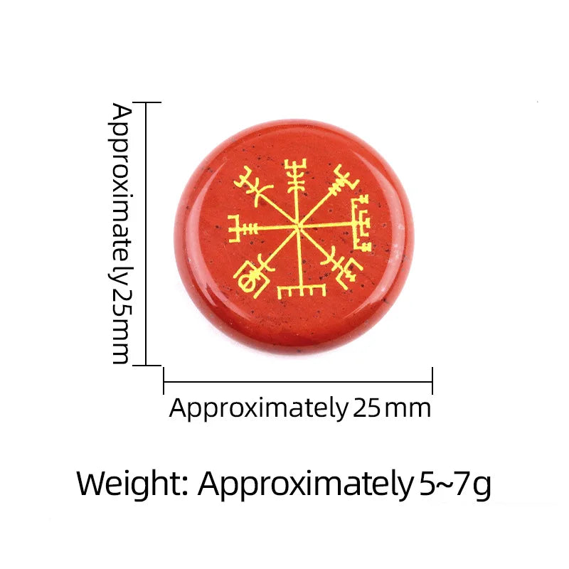 Vegvisir Carving Crystal Stones Round for Energy Therapy Meditation Spiritual Home Decoration 25mm