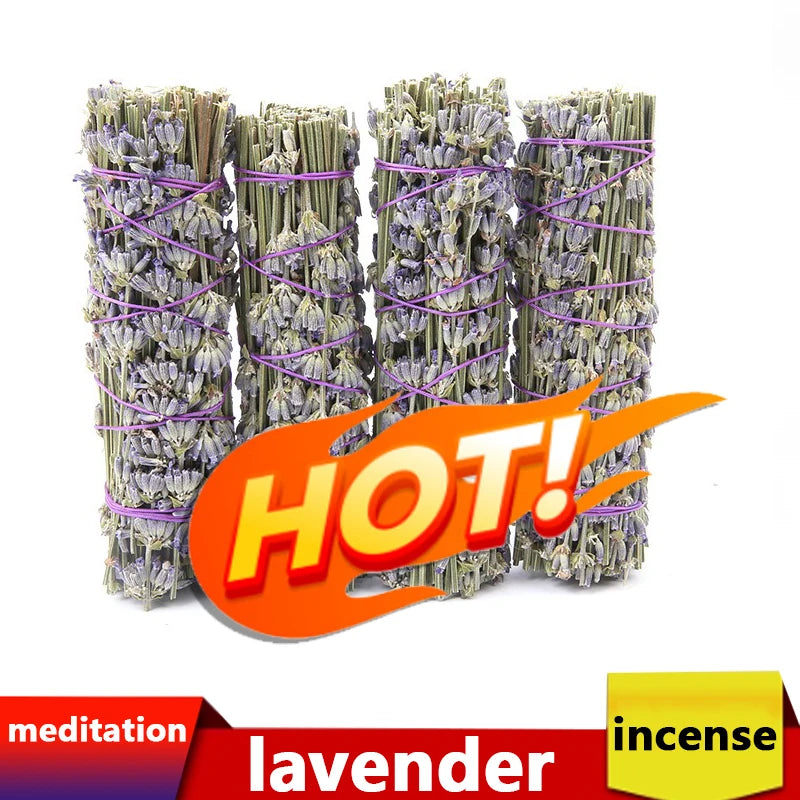 2026 Natural Dried Lavender Smudge Sticks, for Aromatherapy, Home Cleansing, Meditation, Spiritual Purification, Witchcraft 10CM