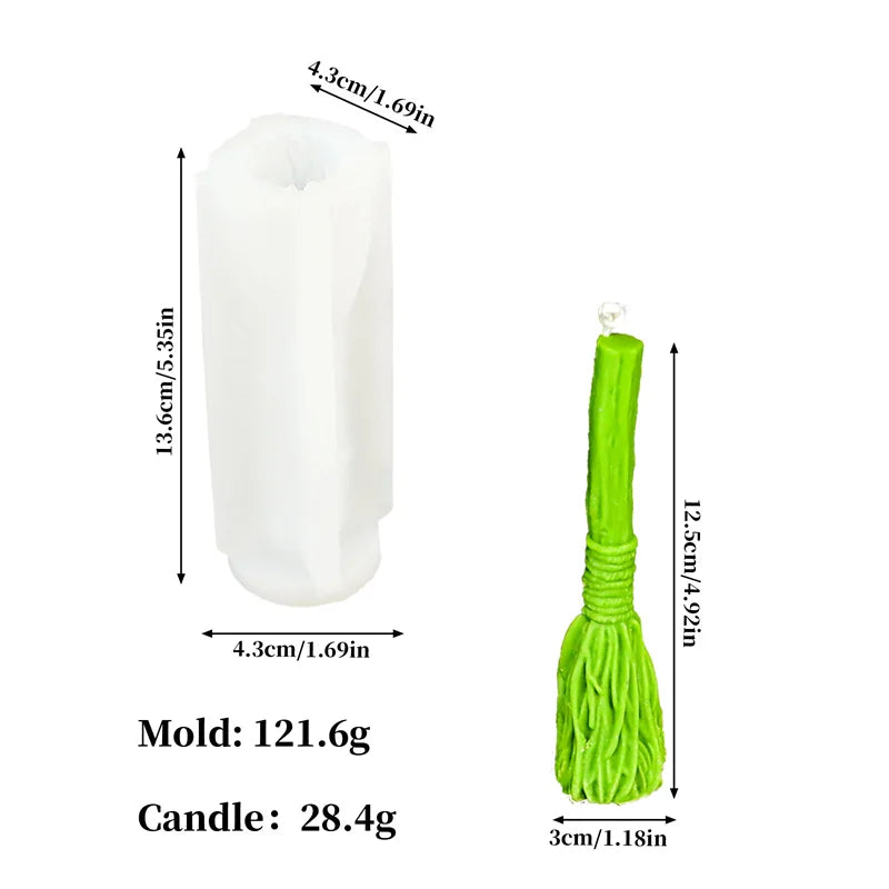 Funny Witch Broom Candle Molds Witchcraft or Halloween