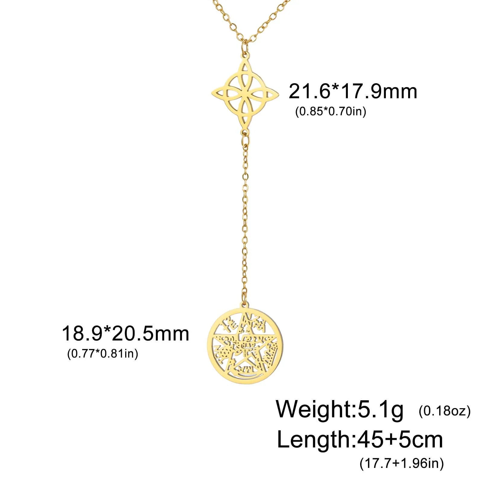 Witch Knot Pentagram  Necklace Stainless Steel Double Protection Jewerly