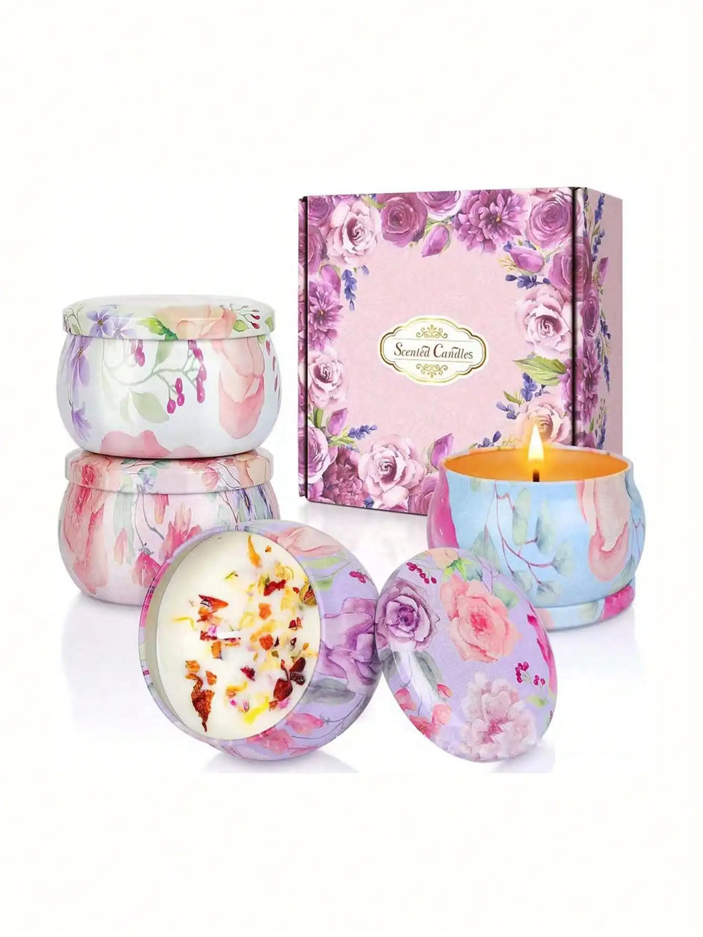 4 cans/set of hot melt wax aromatherapy set, homemade soy candle cup, flower candles for wedding and holiday decoration 4.4oz