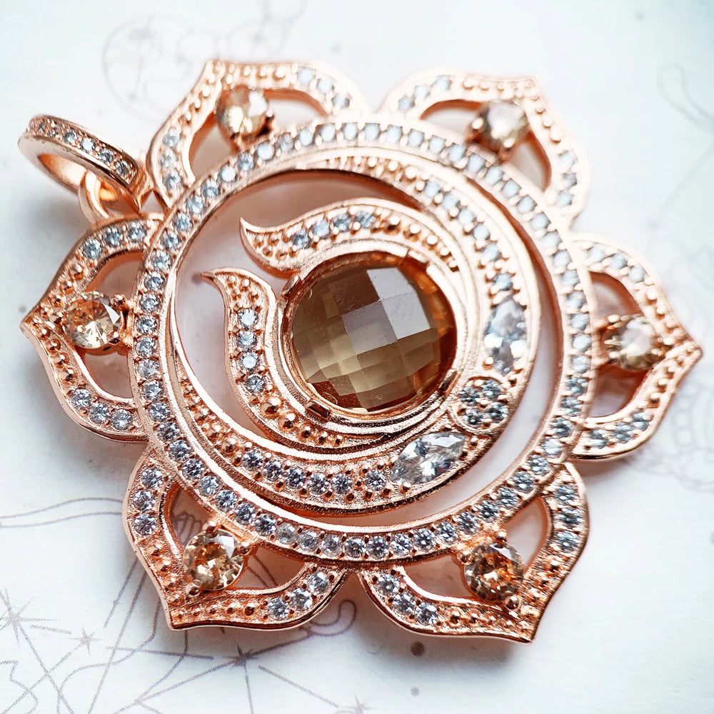 925 Sterling Silver Magical Amulet Mythical Aztec Compass Pendant Jewelry