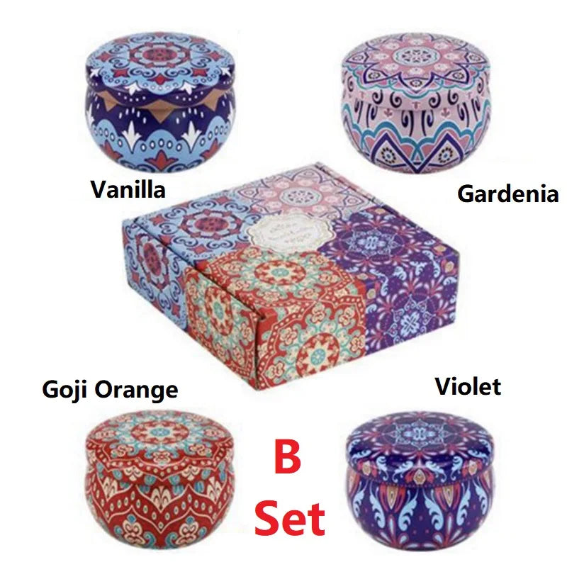 1/4PCS Vintage Scented Candles Soy Wax Candle Jars Flower Fragrance Scent Candle Wedding Ceremony Birthday Gifts Home Decoration