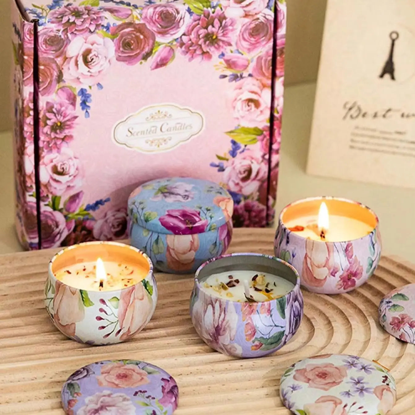 4 cans/set of hot melt wax aromatherapy set, homemade soy candle cup, flower candles for wedding and holiday decoration 4.4oz