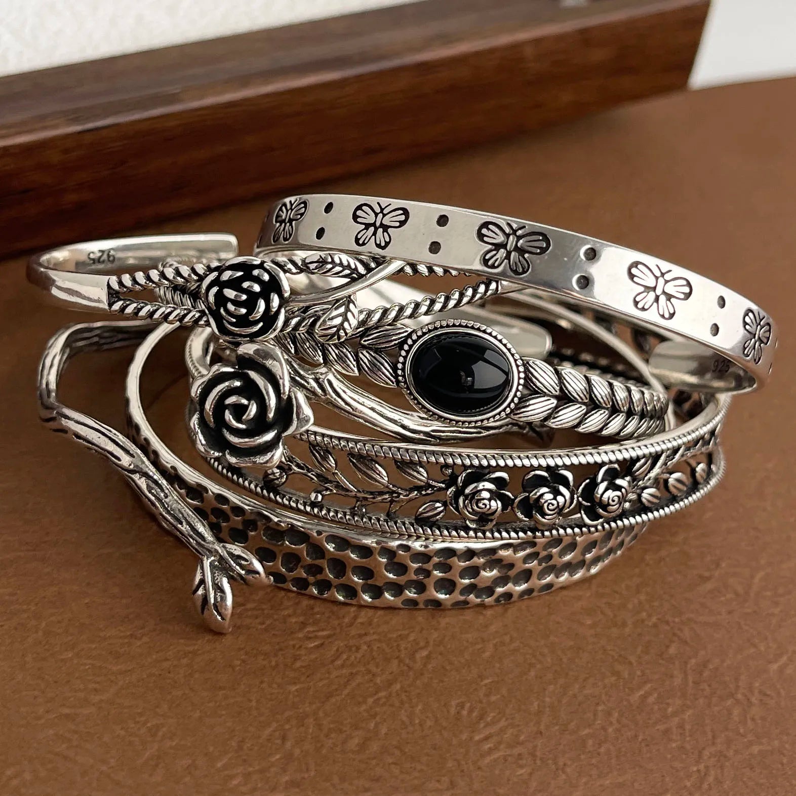 925 Sterling Silver Cuff Bracelets for Women Vintage
