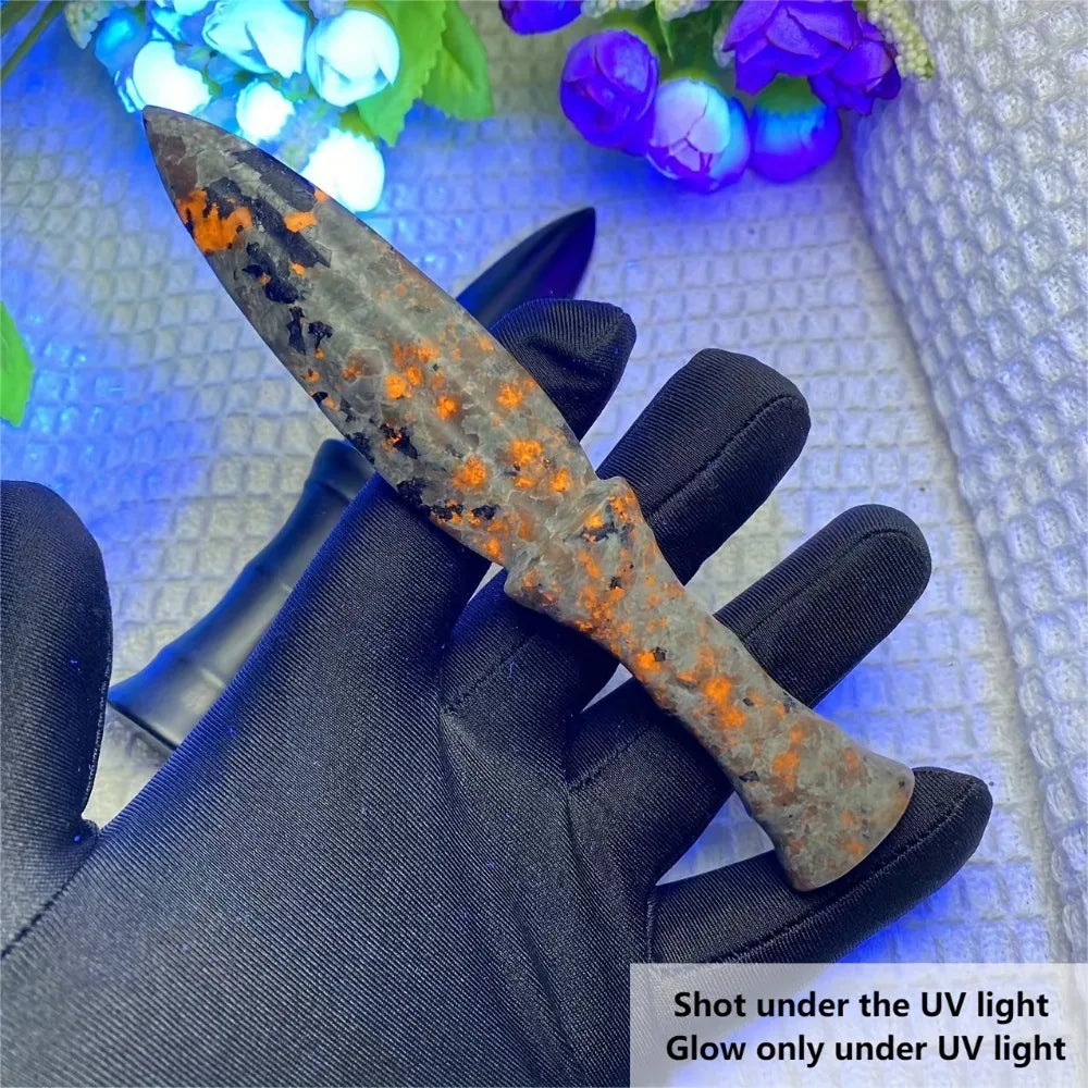 Unique Yooperlite Stone Mystical Knife  - Polished Raw Gemstone witchcraft meditation crystal Rituals