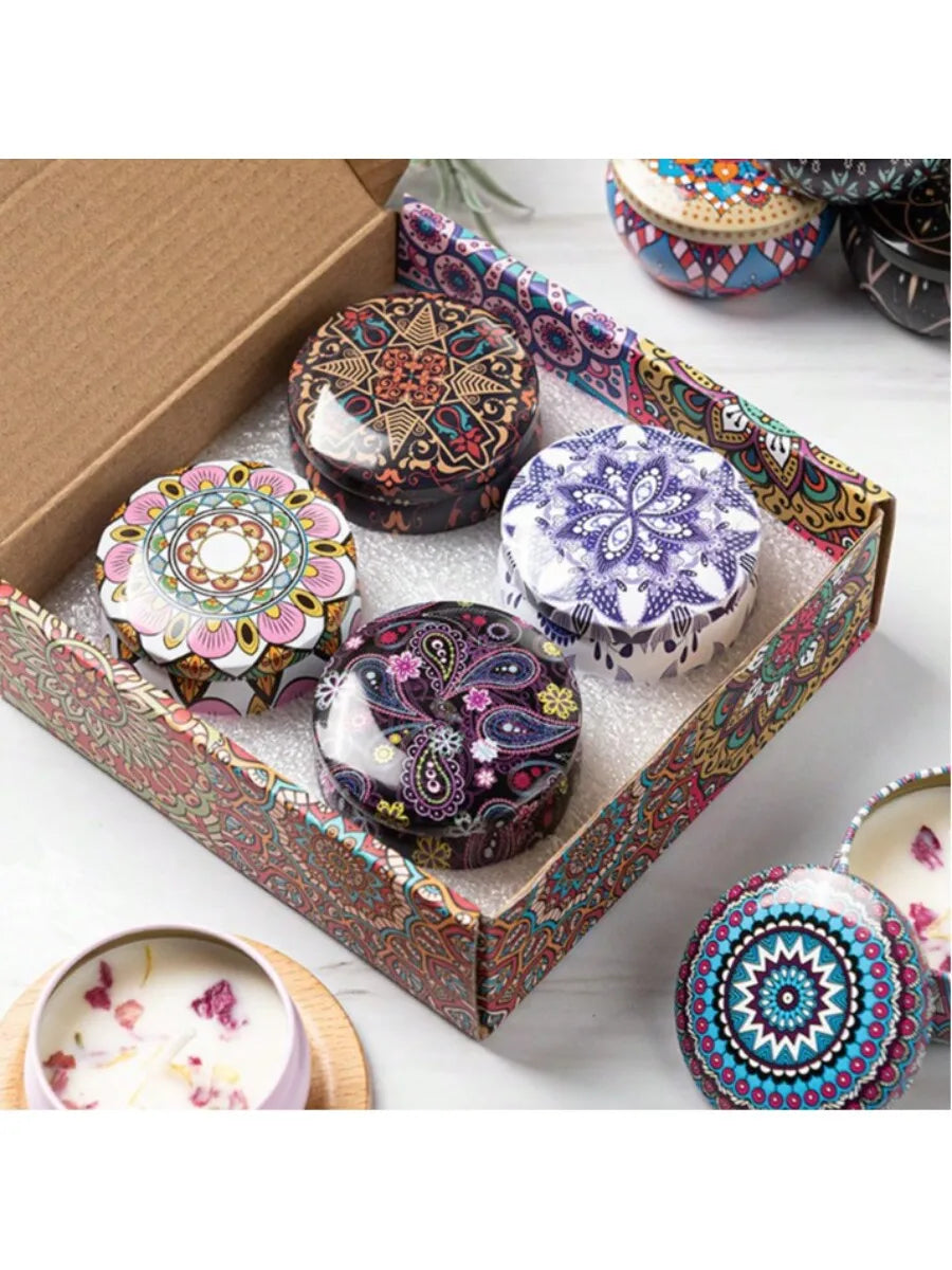 4 cans/set of hot melt wax aromatherapy set, homemade soy candle cup, flower candles for wedding and holiday decoration 4.4oz