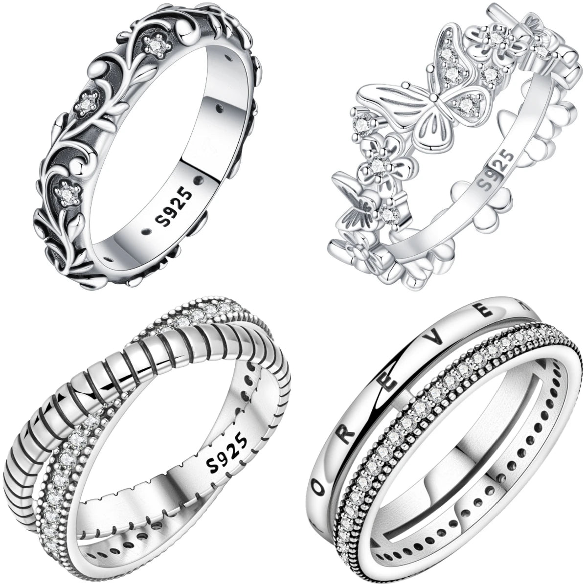 S925 Sterling Silver Vintage Pattern Closed Ring For Women