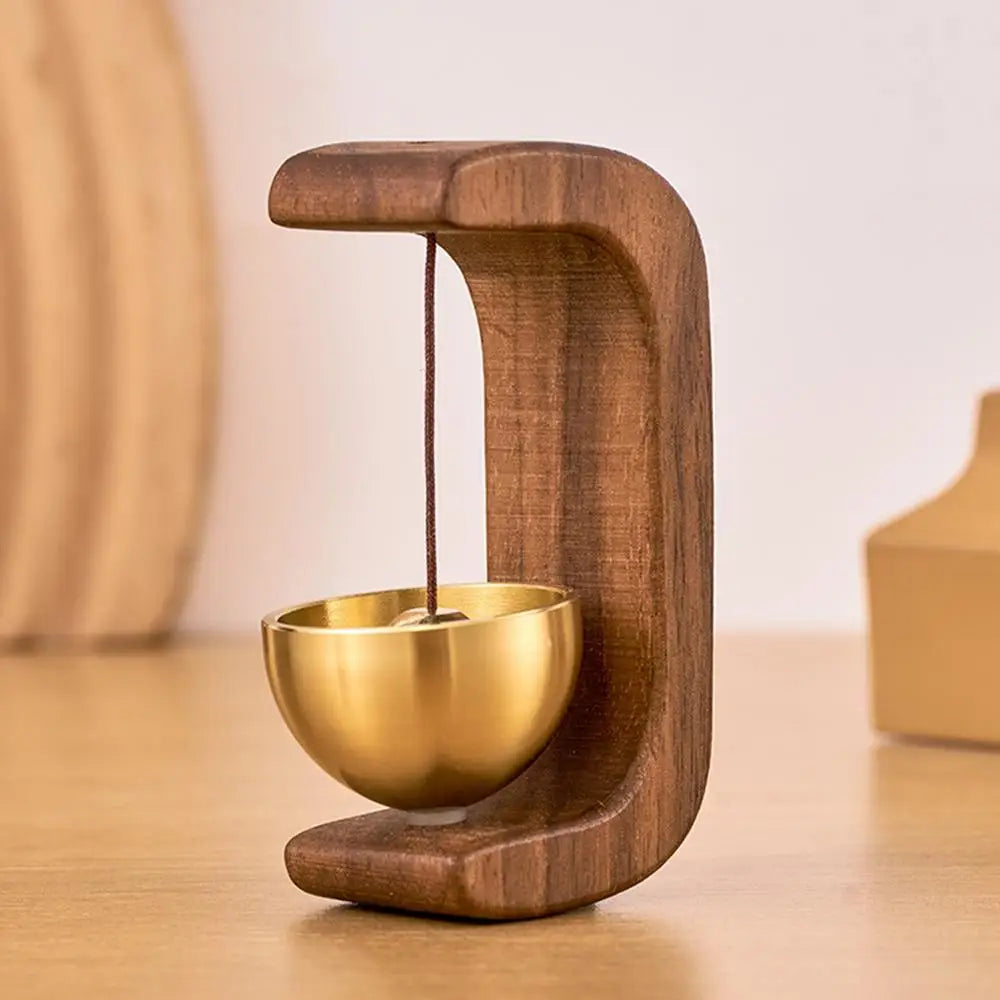 Wooden C Shaped Magnetic Brass Bell Wind Chime for Outdoors Door Bell Bells for Door Shopkeeper Bell Entry Chime Home Wind Bell