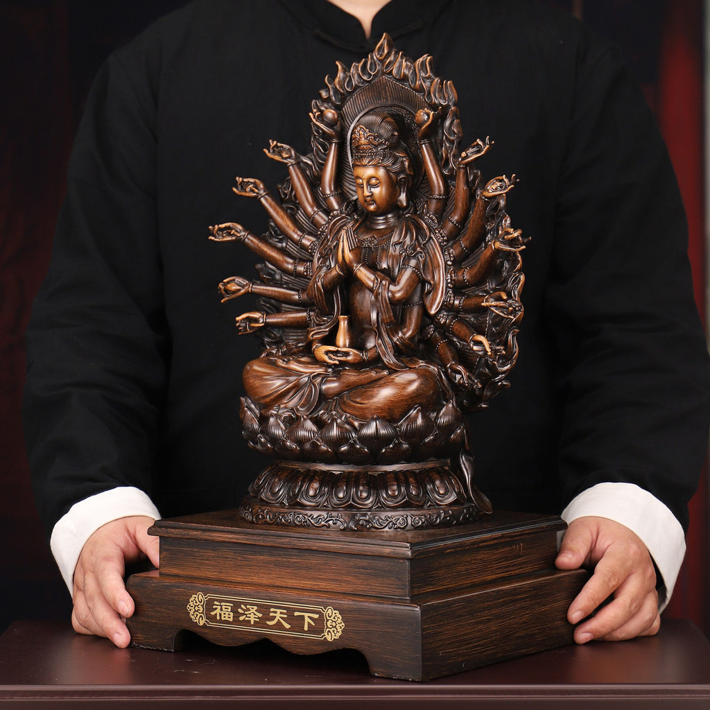 Goddess of Mercy Bodhisattva to  Attract Wealth Thousand-handed Goddess of Mercy Statue Craft Home Decor Office Gift Ritual
