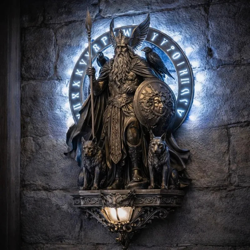 Hecate Wall Lamp Triple Goddess Three Headed Sculpture Archangel Michael Odin Statue Art Decor For Bedroom Living Room Witchcraft, Ritual