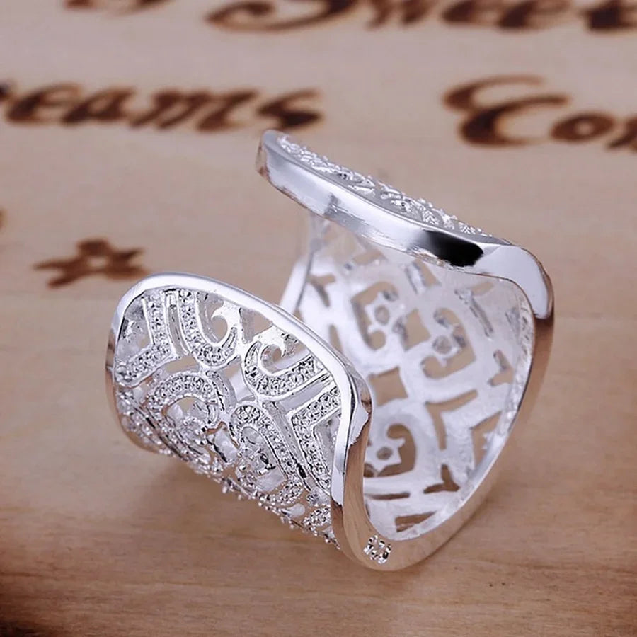 925 Sterling Silver Adjustable Ring Jewelry for Women with Crystal Hearts gorgeous