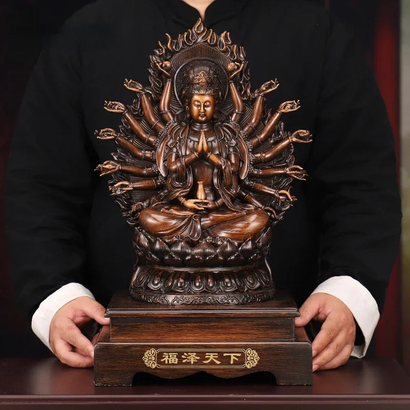 Goddess of Mercy Bodhisattva to  Attract Wealth Thousand-handed Goddess of Mercy Statue Craft Home Decor Office Gift Ritual