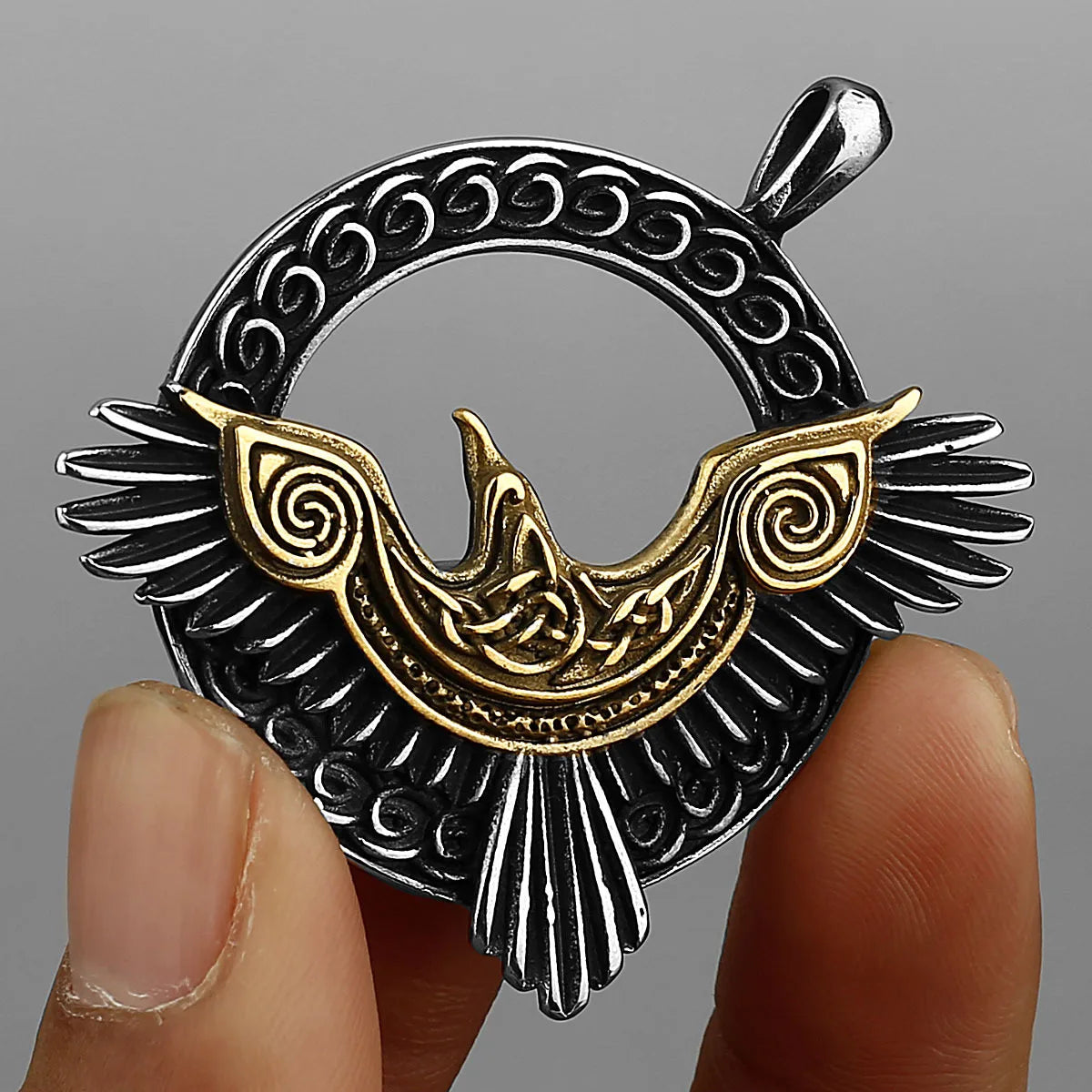 Viking Crow 316L Stainless Steel Pendant Necklace For Men Jewelry