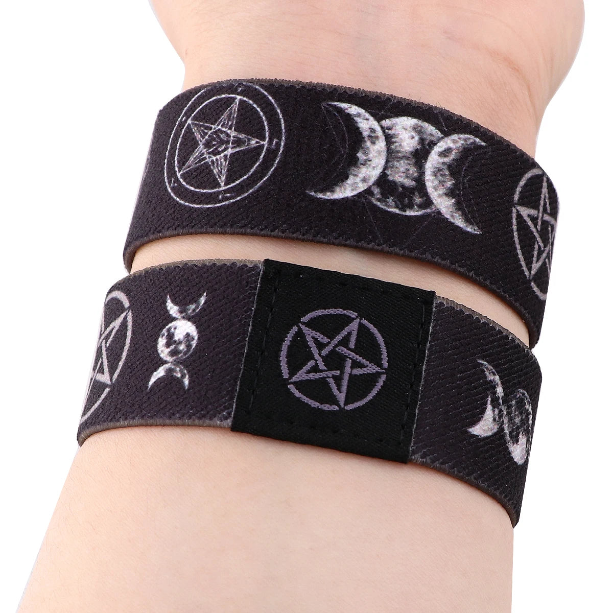 Triple Moon Goddess Wicca Pentagram Stretch Wristband Bracelet