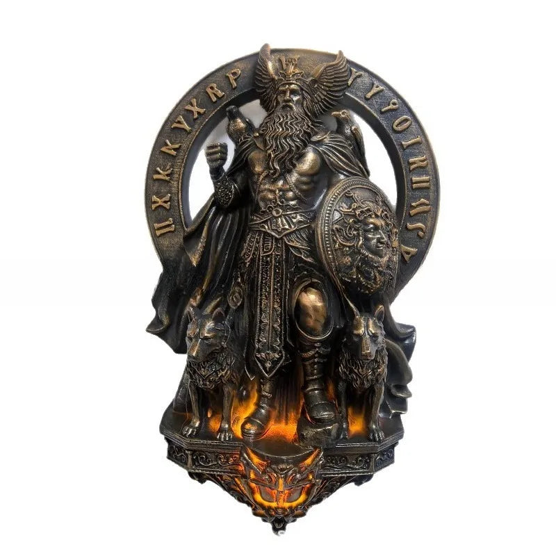 Hecate Wall Lamp Triple Goddess Three Headed Sculpture Archangel Michael Odin Statue Art Decor For Bedroom Living Room Witchcraft, Ritual