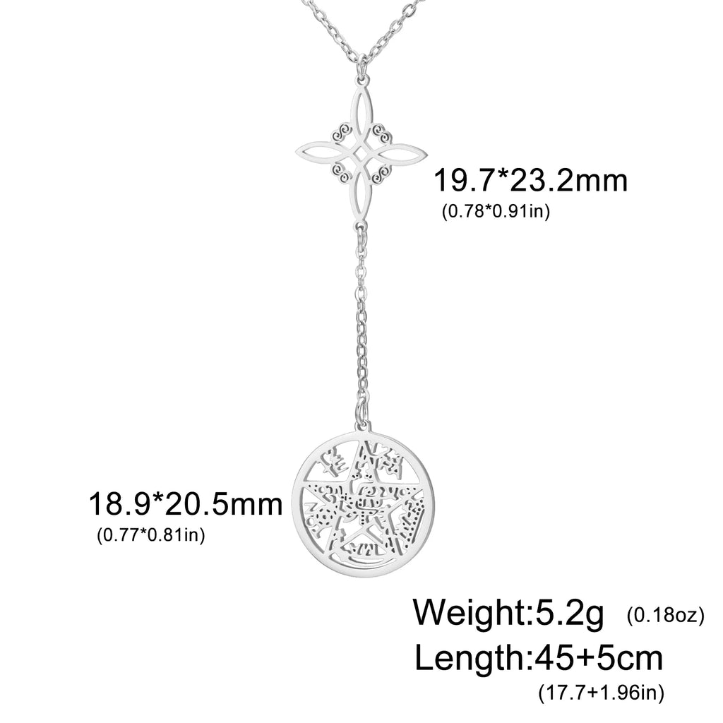 Witch Knot Pentagram  Necklace Stainless Steel Double Protection Jewerly