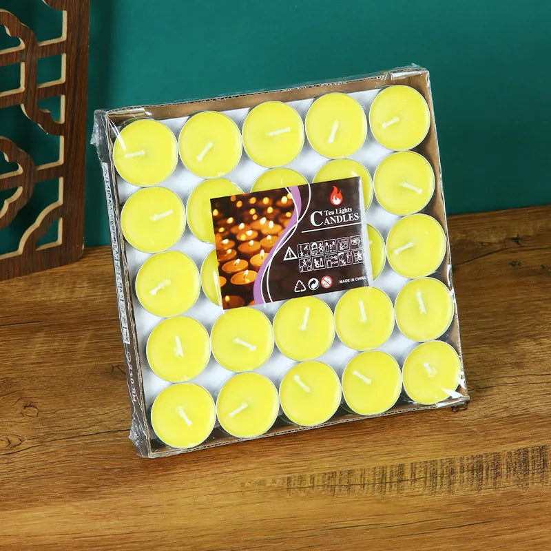 50PCS of Smokeless Tea Candles for Witchcraft, Rituals, Wedding, Birthday, Odorless Floating Wax, Bulk Wholesale