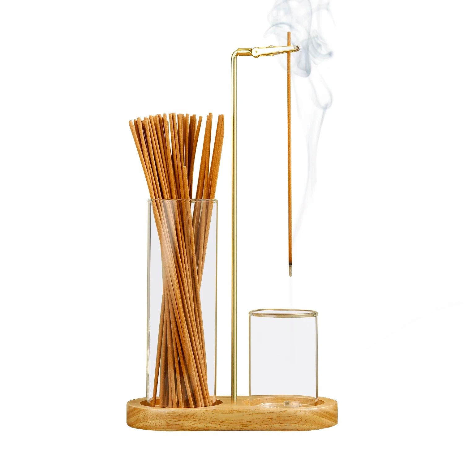 2 in 1 Incense Holder Incense Burner with Glass Ash Catcher and Incense Sticks Organizer for Meditation Yoga Spa