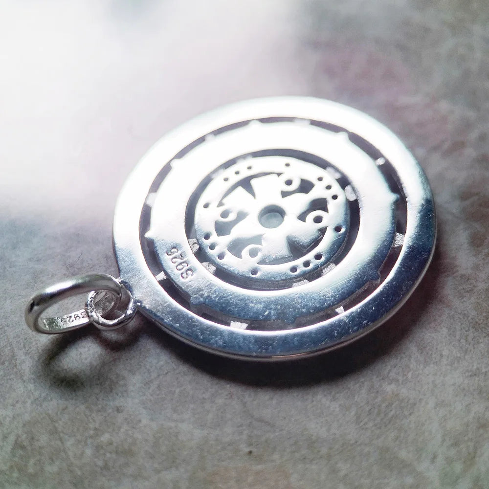 925 Sterling Silver Magical Amulet Mythical Aztec Compass Pendant Jewelry