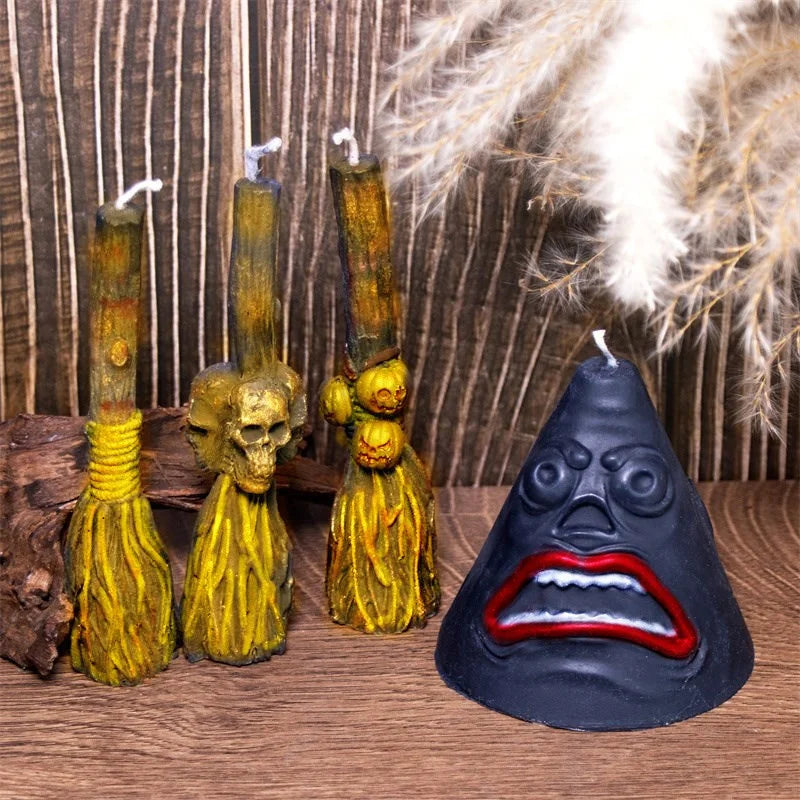 Funny Witch Broom Candle Molds Witchcraft or Halloween