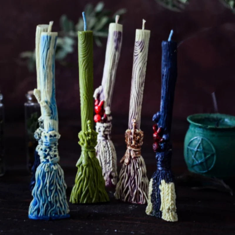 Funny Witch Broom Candle Molds Witchcraft or Halloween