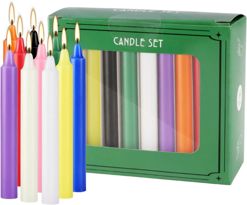 20 Colorful Small Stick Candles, Drip-Free, Smoke-Free, Unscented, Hand-Poured, High-Quality, Suitable for various events, Parties, Witchcraft, Rituals