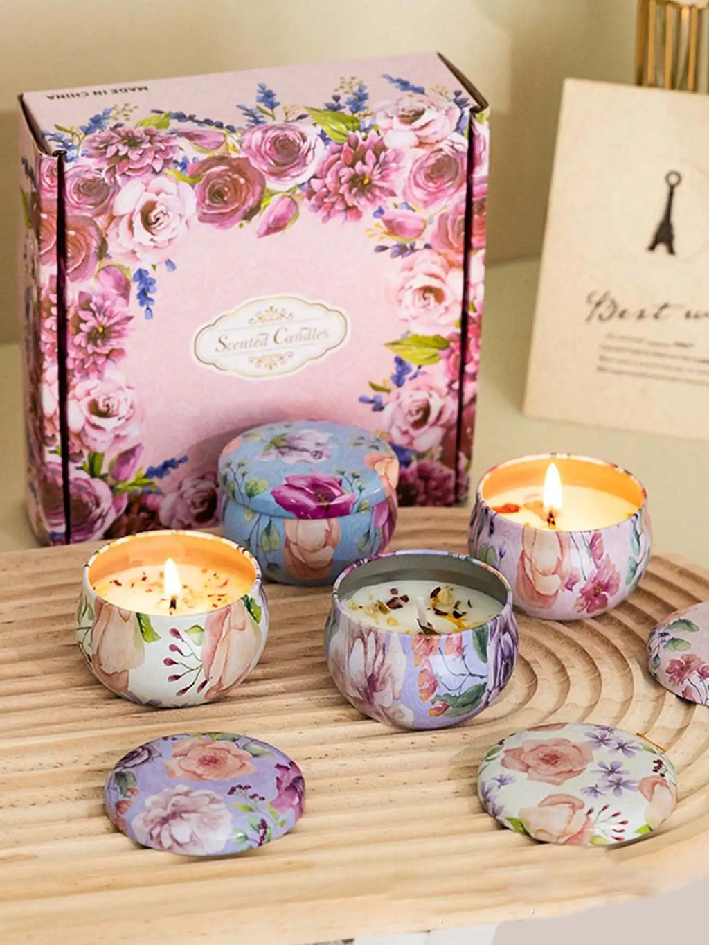 4 cans/set of hot melt wax aromatherapy set, homemade soy candle cup, flower candles for wedding and holiday decoration 4.4oz