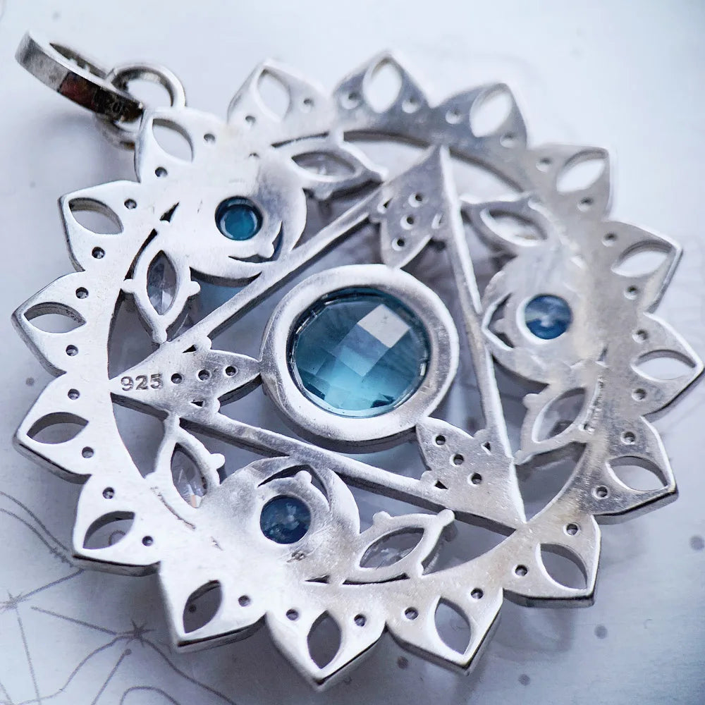 925 Sterling Silver Magical Amulet Mythical Aztec Compass Pendant Jewelry
