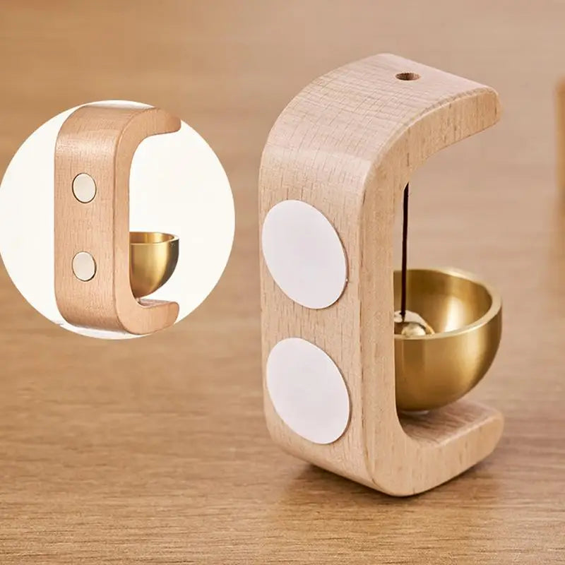 Wooden C Shaped Magnetic Brass Bell Wind Chime for Outdoors Door Bell Bells for Door Shopkeeper Bell Entry Chime Home Wind Bell