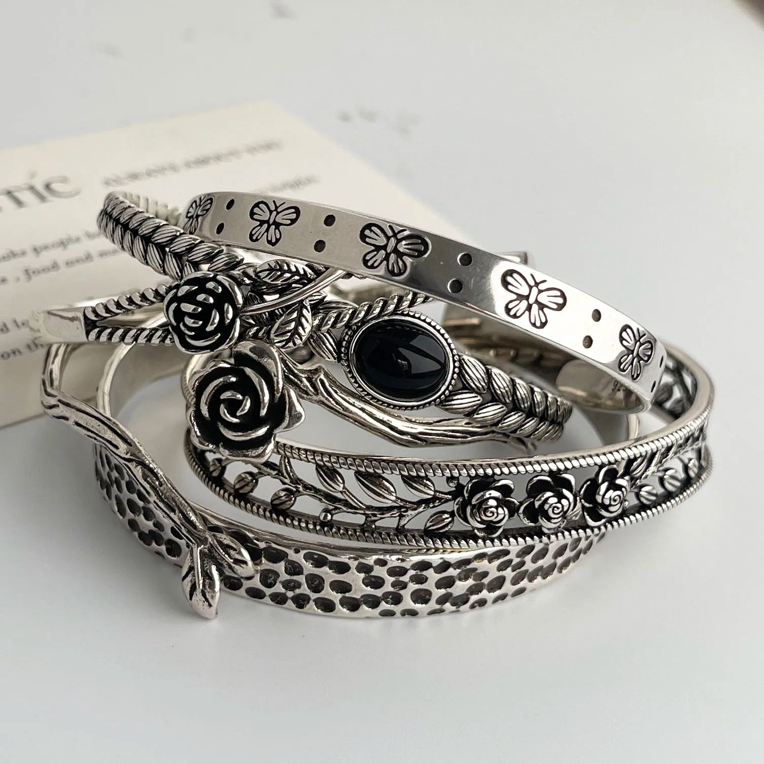 925 Sterling Silver Cuff Bracelets for Women Vintage