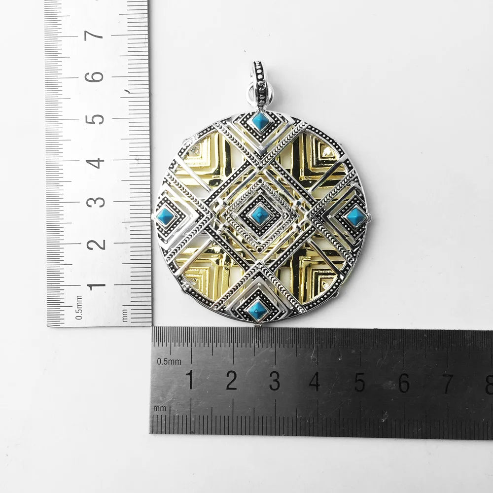 925 Sterling Silver Magical Amulet Mythical Aztec Compass Pendant Jewelry
