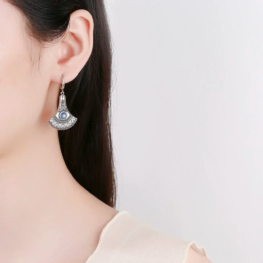 Long Natural Kyanite Earrings S925 Silver for Women