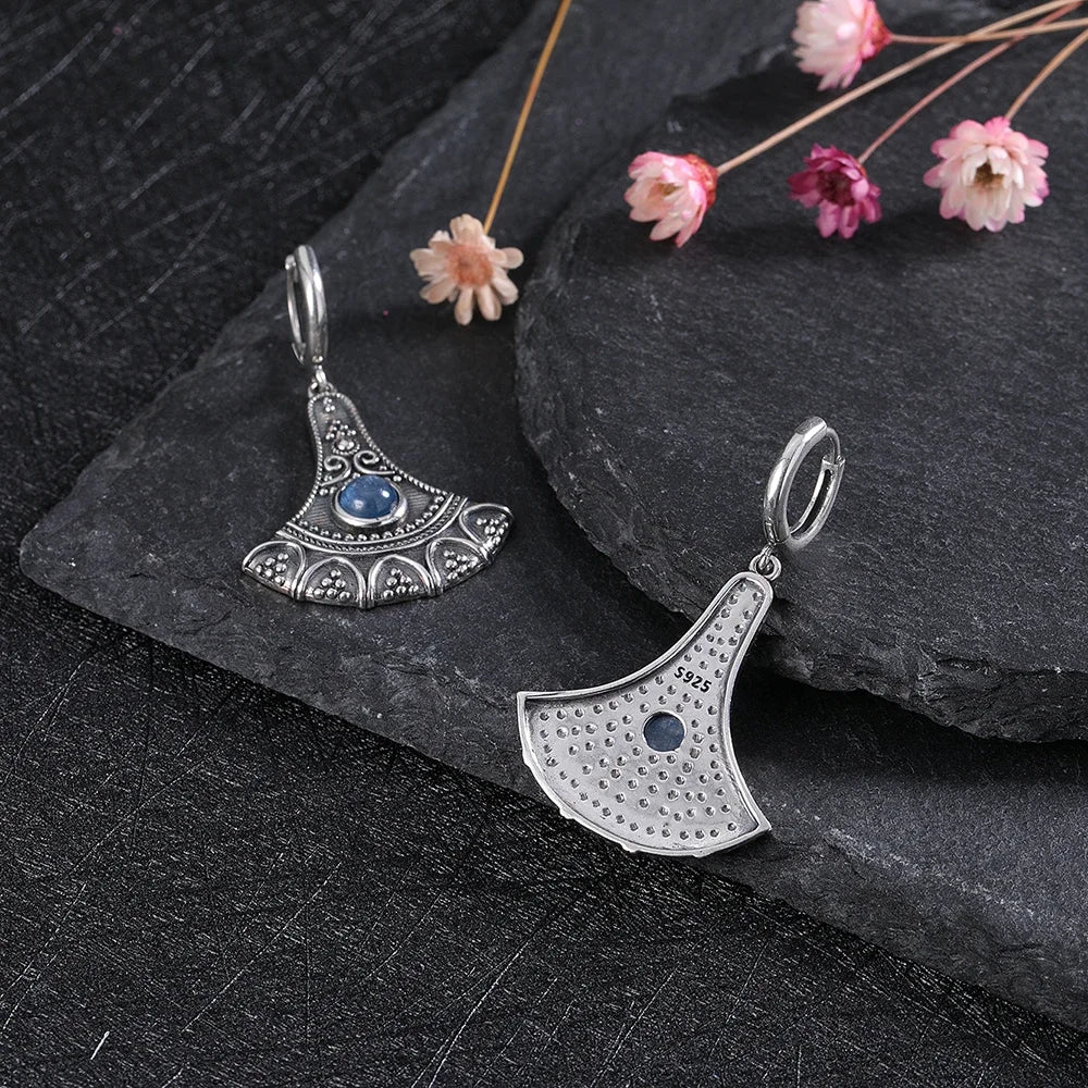 Long Natural Kyanite Earrings S925 Silver for Women