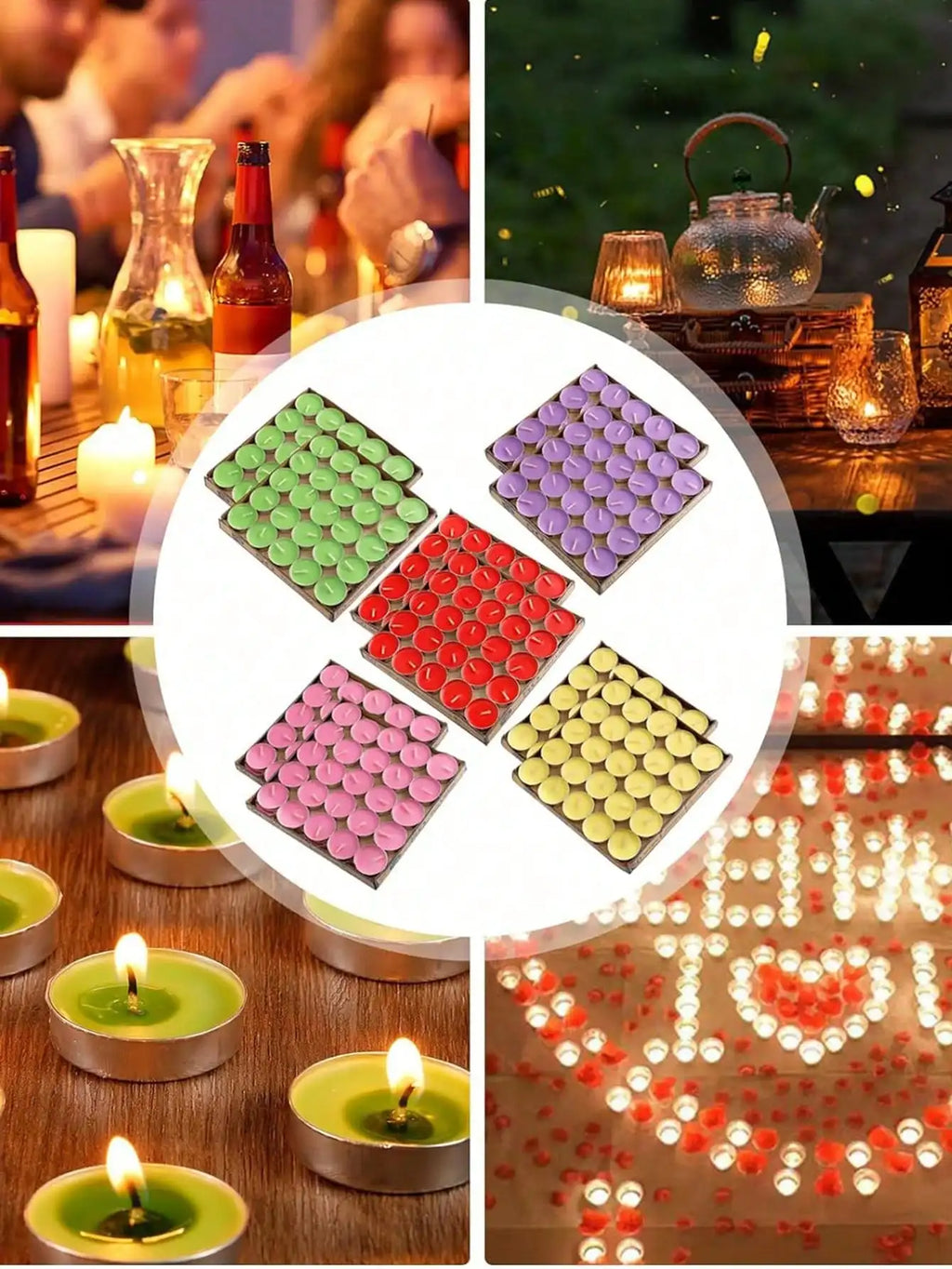 50PCS of Smokeless Tea Candles for Witchcraft, Rituals, Wedding, Birthday, Odorless Floating Wax, Bulk Wholesale