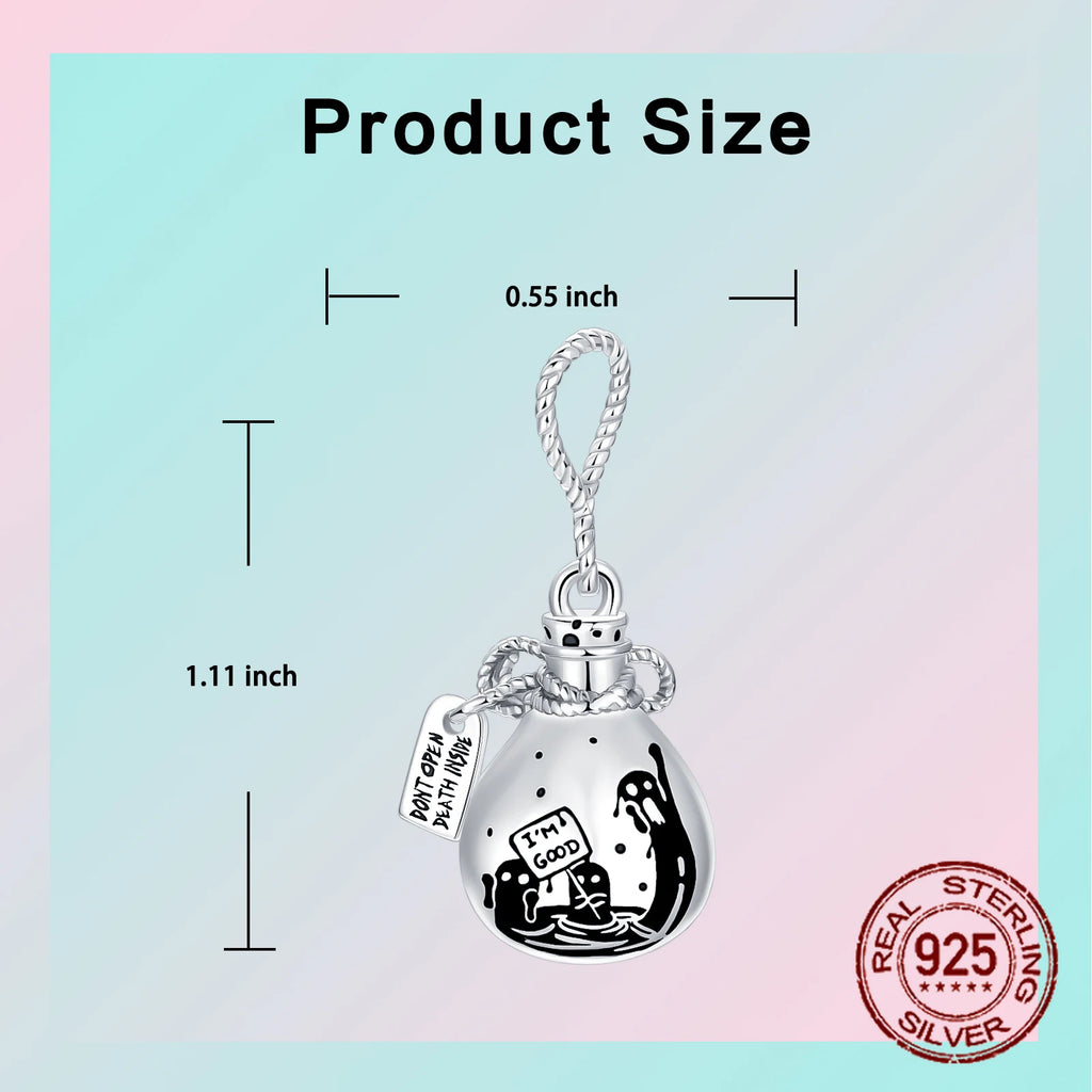 925 Sterling Silver Halloween Magic Potion Ghost Gothic Style Pendant Charm Fit Original Charms Bracelets Women Jewelry